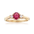 C. 1990 Vintage .50 Carat Ruby and .15 ct. t.w. Diamond Ring in 14kt Yellow Gold