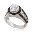 2.20 ct. t.w. CZ and .80 ct. t.w. Black Spinel Ring in Sterling Silver