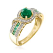 1.20 ct. t.w. Emerald and .24 ct. t.w. Diamond Ring in 14kt Yellow Gold