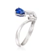 .40 Carat Sapphire Bypass Ring with Diamond Accent in 18kt White Gold