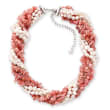 5-6mm Cultured Pearl and 3-8mm Rhodochrosite Torsade Necklace in Sterling Silver
