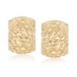 Italian 18kt Yellow Gold Wide Diamond-Cut Hoop Earrings
