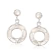 Mother-Of-Pearl Open Circle Drop Earrings in Sterling Silver