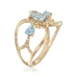 .80 ct. t.w. Blue Topaz and .15 ct. t.w. Diamond Ring in 14kt Yellow Gold