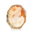 C. 1950 Vintage Shell Cameo Pin Pendant in 14kt White Gold