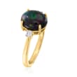 Simulated Black Opal Ring with .10 ct. t.w. White Zircon in 18kt Gold Over Sterling