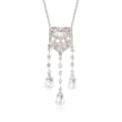 C. 2000 Vintage Rock Crystal and .25 ct. t.w. Diamond Lavalier Necklace in 18kt White Gold