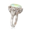 C. 1960 Vintage Opal Cabochon and .85 ct. t.w. Diamond Halo Ring in Platinum