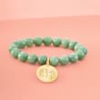 Jade Bead Stretch Bracelet with 14kt Yellow Gold Personalized Disc Charm