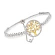 1.50 ct. t.w. CZ Tree of Life Bolo Bracelet in Two-Tone Sterling Silver