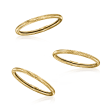 18kt Yellow Gold Jewelry Set: Three Roped Rings