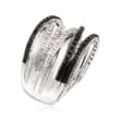 .30 ct. t.w. Black and White Diamond Highway Ring in Sterling Silver