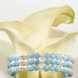 Aquamarine and 6-6.5mm Cultured Pearl Bracelet in Sterling Silver