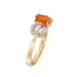 Fire Opal and .11 ct. t.w. Diamond Bow Ring in 14kt Yellow Gold