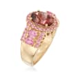 1.60 Carat Pink Zircon and 1.60 ct. t.w. Pink Sapphire Ring in 14kt Yellow Gold