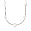 14-16mm Cultured Baroque Pearl Byzantine Station Necklace in Sterling Silver