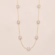 Rose Quartz Station Necklace in 14kt Yellow Gold