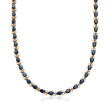 C. 1980 Vintage 29.40 ct. t.w. Sapphire and 4.75 ct. t.w. Diamond Necklace in 14kt Gold