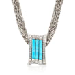 C. 1990 Vintage Turquoise and .70 ct. t.w. Diamond Slide Pendant Necklace in 18kt White Gold