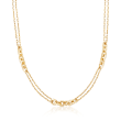 Italian 14kt Yellow Gold Rounded-Link Station Necklace