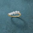 3-4mm Cultured Pearl and .10 ct. t.w. Diamond Wave Ring in 14kt Yellow Gold