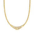 C. 1990 Vintage 1.25 ct. t.w. Diamond Graduated Fancy-Link Necklace in 18kt Yellow Gold