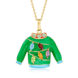 .80 ct. t.w. Multi-Gemstone Christmas Sweater Pendant Necklace in 18kt Gold Over Sterling