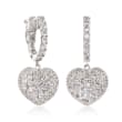 .30 ct. t.w. CZ Heart Drop Earrings in Sterling Silver