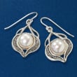 9-9.5mm Cultured Pearl Drop Earrings in Sterling Silver