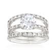 2.40 ct. t.w. CZ Bridal Set: Engagement and Two Wedding Rings in Sterling Silver