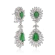 6.00 ct. t.w. Emerald and 4.55 ct. t.w. Diamond Drop Earrings in 18kt White Gold
