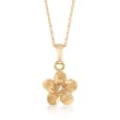 Child's Diamond Accent Flower Pendant Necklace in 14kt Yellow Gold