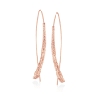 14kt Rose Gold Diamond-Cut Linear Curve Drop Earrings