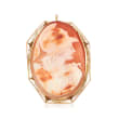 C. 1950 Vintage Shell Cameo Centurion Pin Pendant in 14kt Yellow Gold