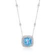 Gregg Ruth 3.20 ct. t.w. Blue Topaz and .27 ct. t.w. Diamond Necklace in 18kt White Gold    