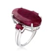 15.20 ct. t.w. Three-Stone Ruby Ring in Sterling Silver