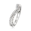 .25 ct. t.w. Pave Diamond Beaded Chevron Ring in Sterling Silver