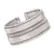 Italian Swarovski Crystal and Sterling Silver Multi-Row Cuff Bracelet