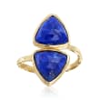 Lapis Double-Triangle Ring in 18kt Yellow Gold Over Sterling Silver