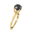 3.00 Carat Black Diamond Solitaire Ring in 14kt Yellow Gold