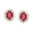 2.00 ct. t.w. Ruby and .56 ct. t.w. Diamond Stud Earrings in 14kt Yellow Gold