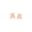 Child's CZ-Accented Teddy Bear Stud Earrings in 14kt Yellow Gold