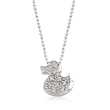 C. 2000 Vintage Alex Woo &quot;Baby Girl Ducky&quot; .10 ct. t.w. Diamond Necklace in 14kt White Gold