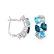 9.10 ct. t.w. Blue and White Topaz Mosaic Earrings in Sterling Silver