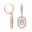 1.10 ct. t.w. Morganite Drop Earrings with .55 ct. t.w. Diamonds in 14kt Rose Gold