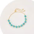 Simulated Turquoise and 14kt Yellow Gold Bead Bolo Bracelet