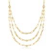 Roberto Coin 18kt Yellow Gold Three-Strand Paper Clip Link Necklace with Diamond Accents