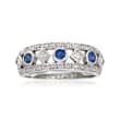 C. 1990 Vintage .37 ct. t.w. Diamond and .30 ct. t.w. Sapphire Ring in 18kt White Gold