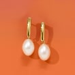 8.5-9mm Cultured Pearl Drop Earrings in 14kt Yellow Gold