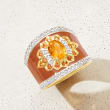 1.10 Carat Citrine, .70 ct. t.w. Orange Sapphire and .50 ct. t.w. White Zircon Ring with Orange Enamel in 18kt Gold Over Sterling